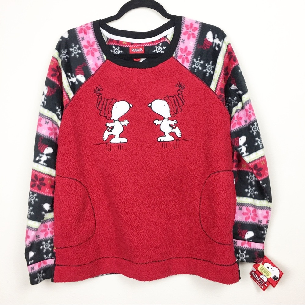 Peanuts Snoopy Character Sherpa Fleece Pajama Top Gem